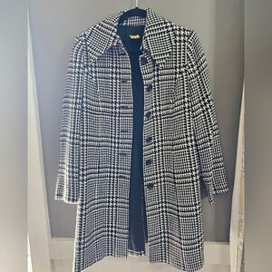 Grace Elements Black and White Checkered Trench Coat